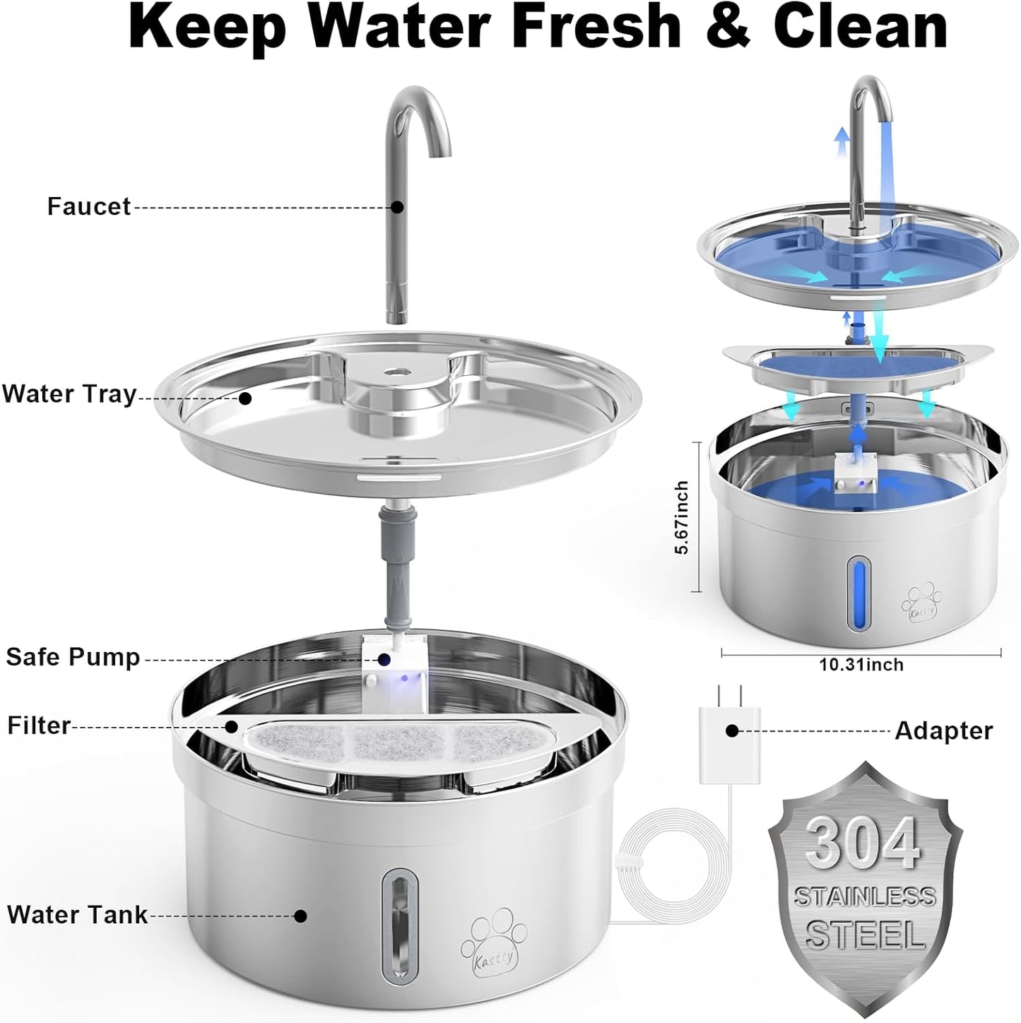 Freshsip™ Hygienic Pet Water Bowl